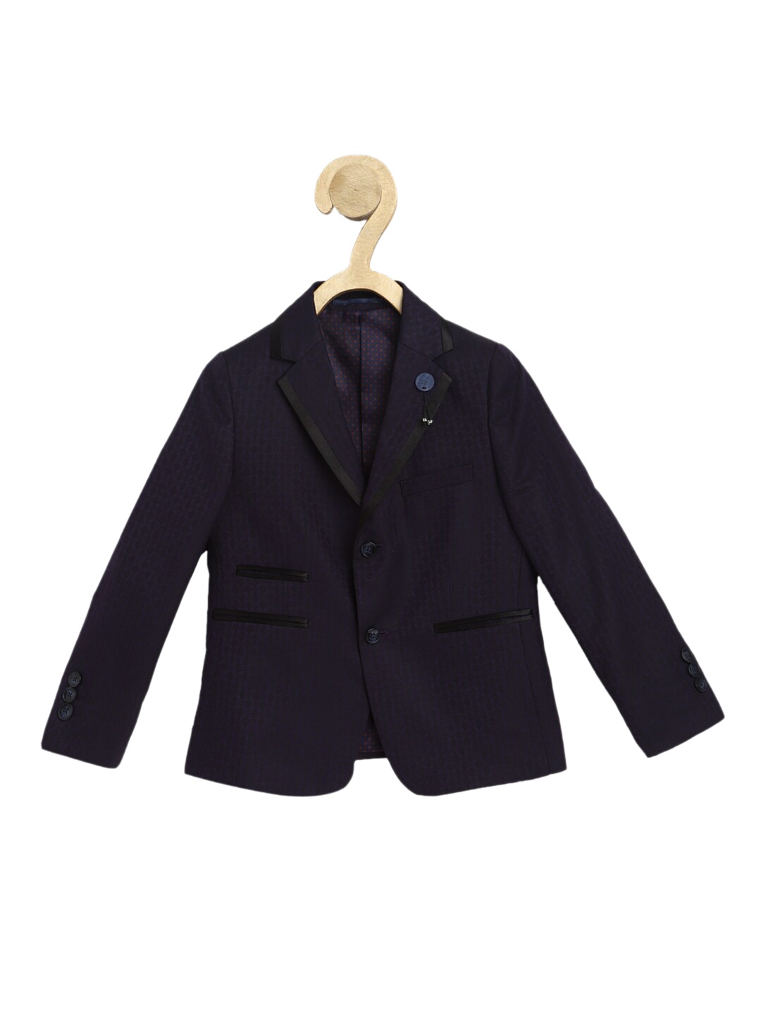 

Peter England Boys Self-Design Single Breasted Blazers, Navy blue