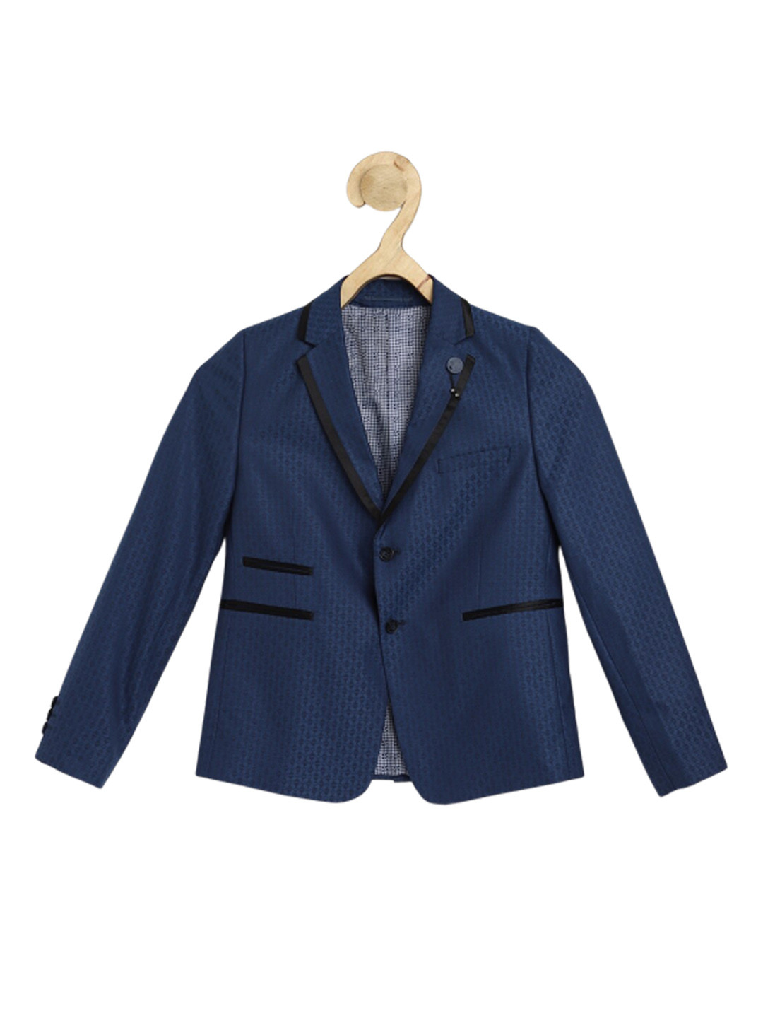 

Peter England Boys Self-Design Single Breasted Blazers, Navy blue
