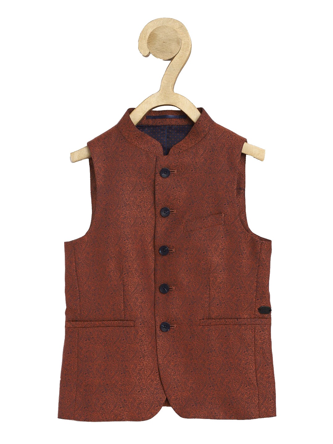 

Peter England Boys Woven Nehru Jacket, Brown