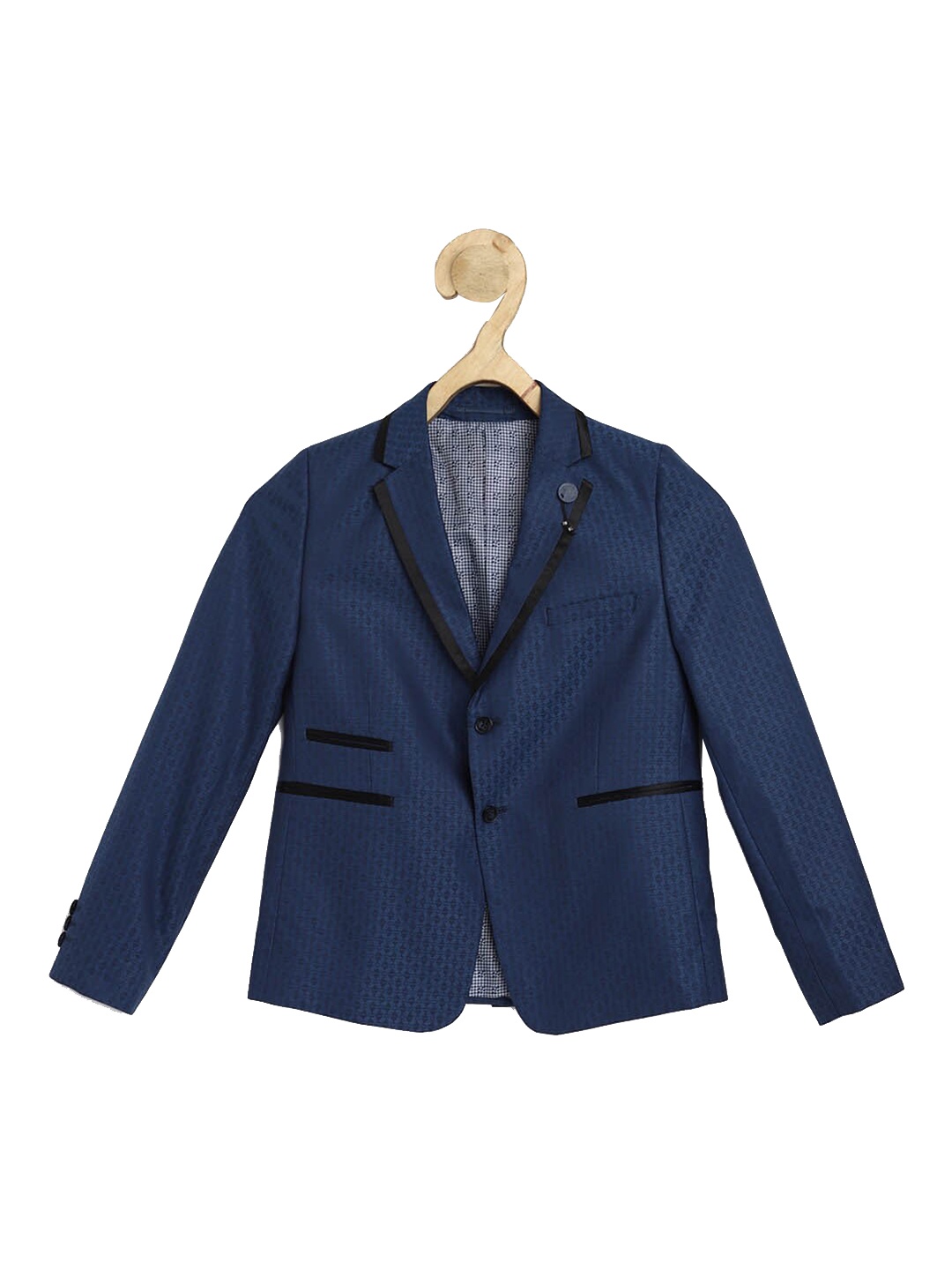 

Peter England Boys Self-Design Single Breasted Blazers, Navy blue