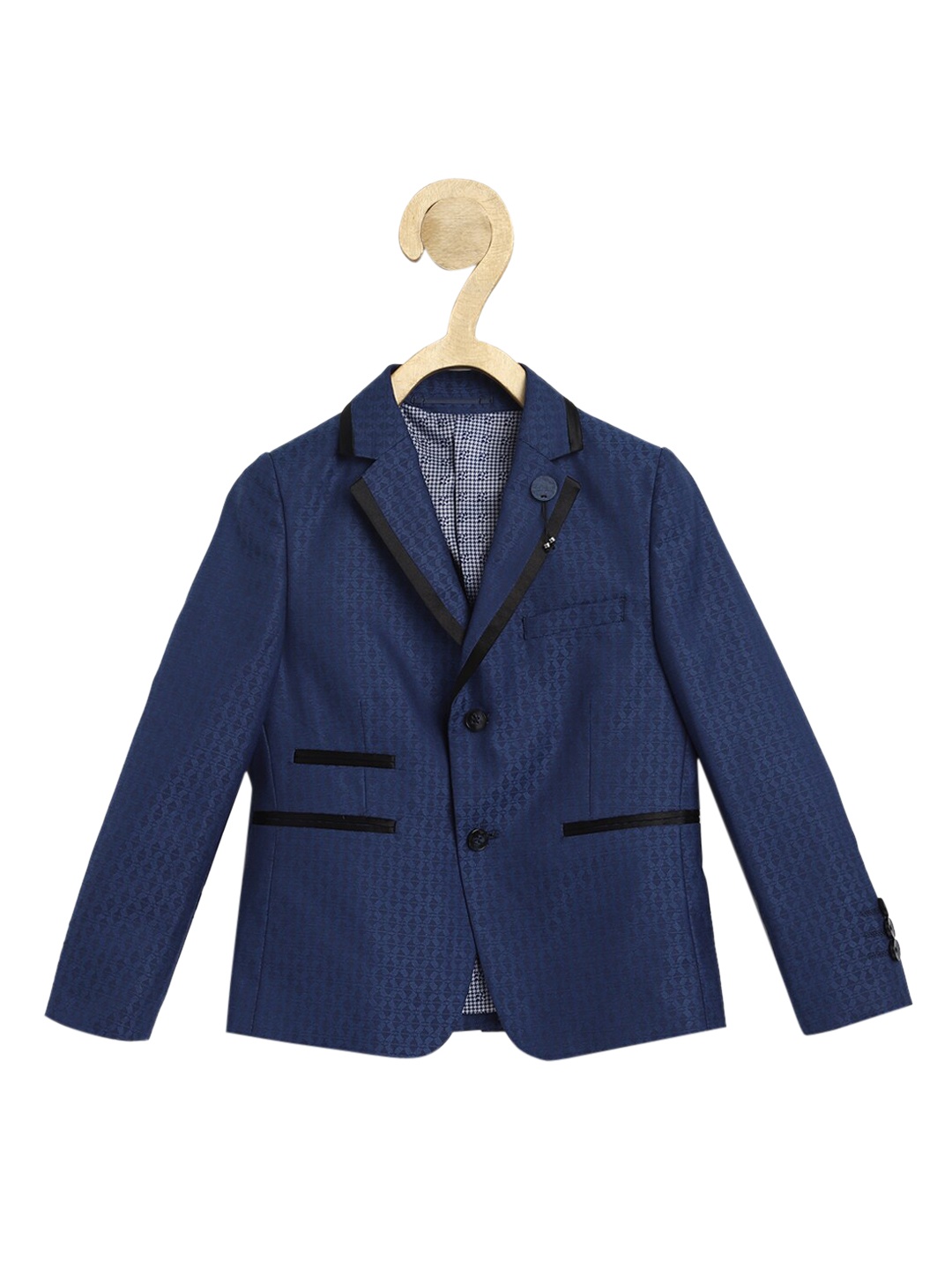 

Peter England Boys Self-Design Single Breasted Blazers, Navy blue