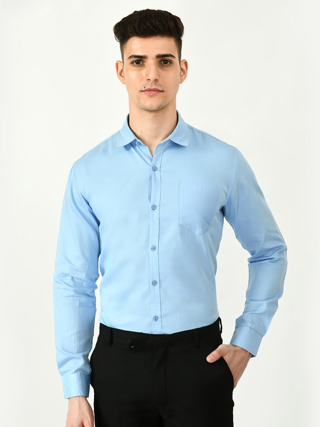 

Riara Men Smart Formal Cotton Shirt, Blue