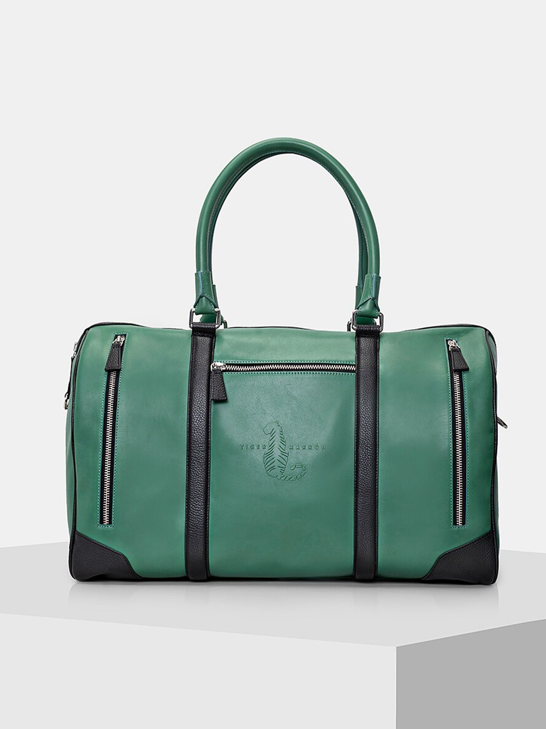 

TIGER MARRON Leather Duffle Bag, Green