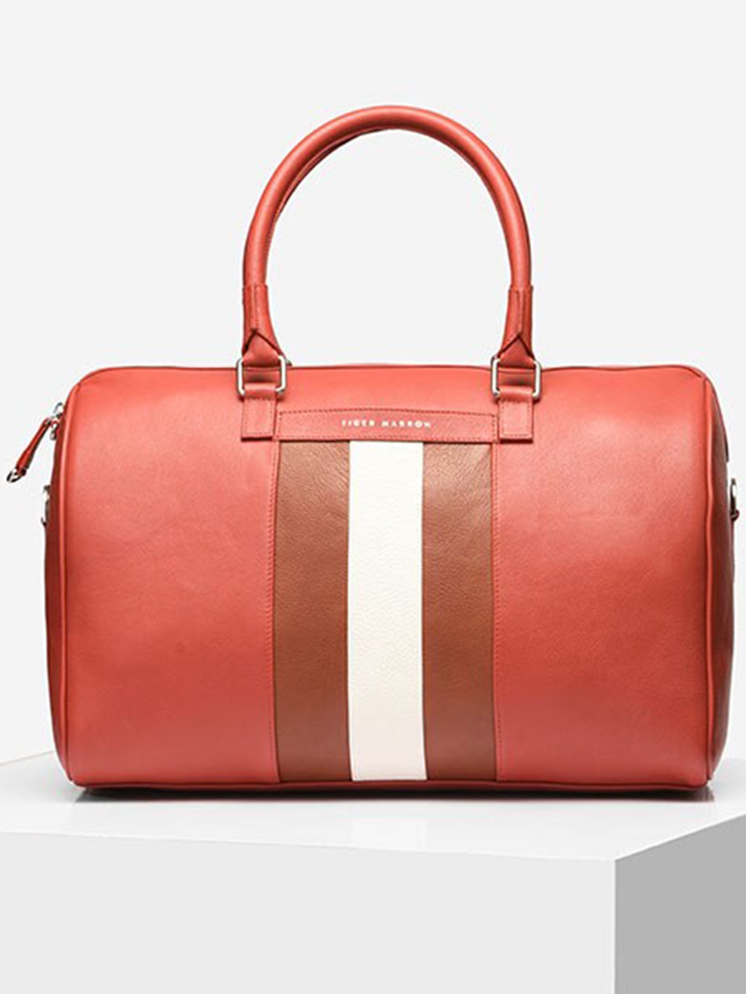 

TIGER MARRON Textured Leather Duffel Bag, Red