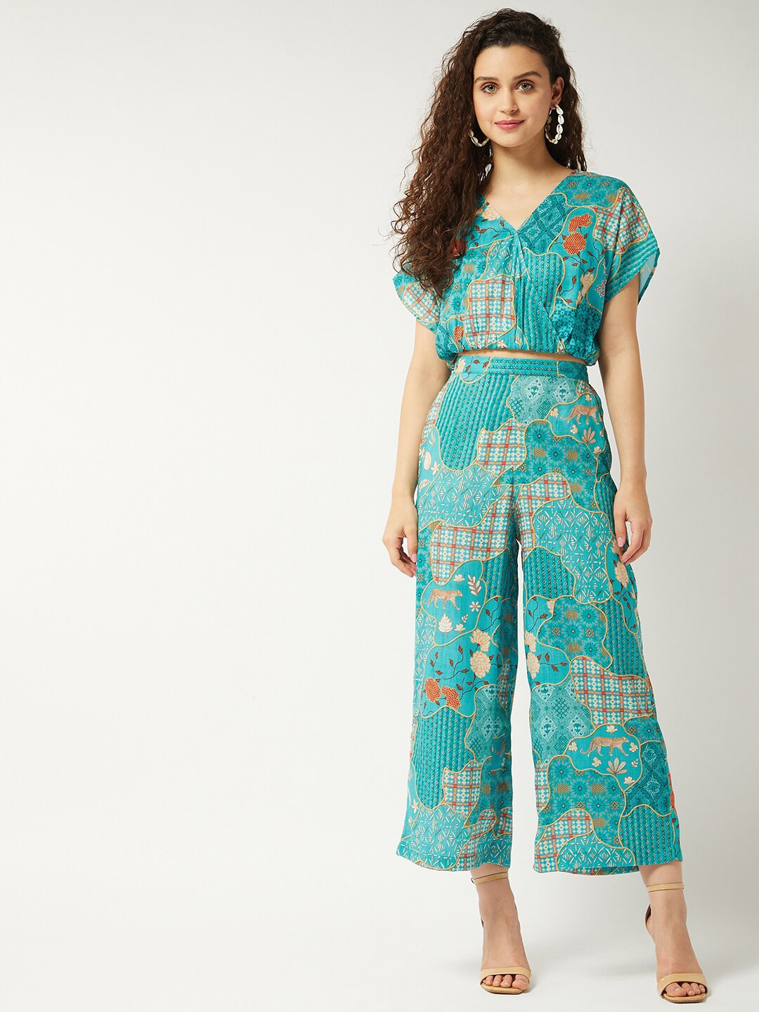 

Zima Leto Women Printed Top with Trousers, Green