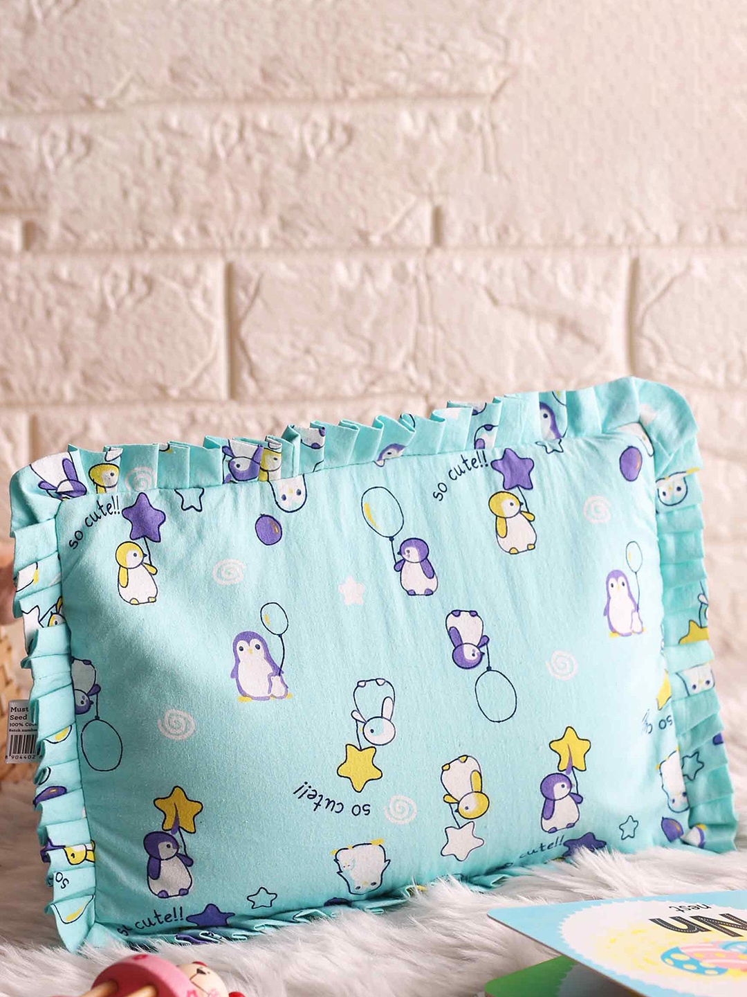 

SuperBottoms Infants Blue Printed Mustard Seed Pillow With Wipes