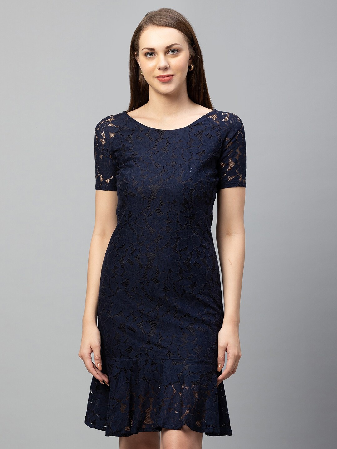 

Globus Self Design Sheath Dress, Navy blue