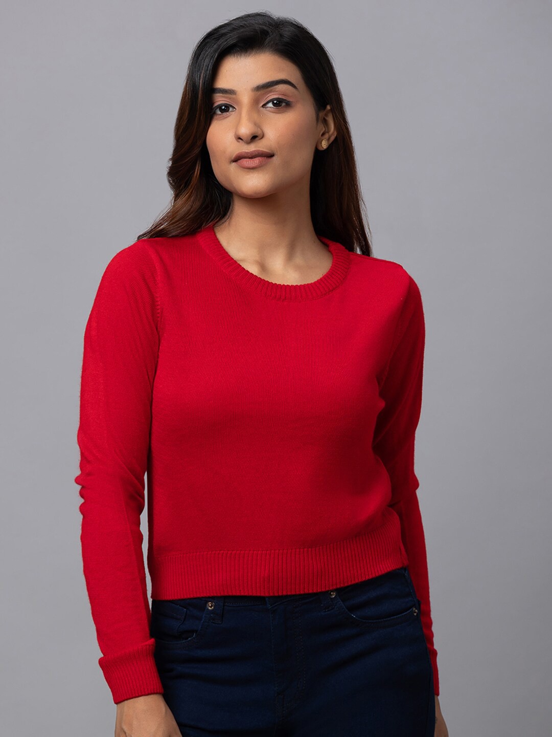 

Globus Women Round Neck Pure Cotton Pullover, Red