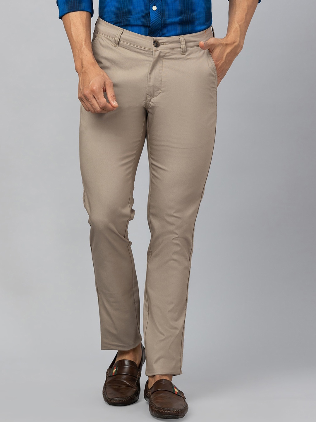 Globus Men Slim Fit Chinos Trousers, Brown
