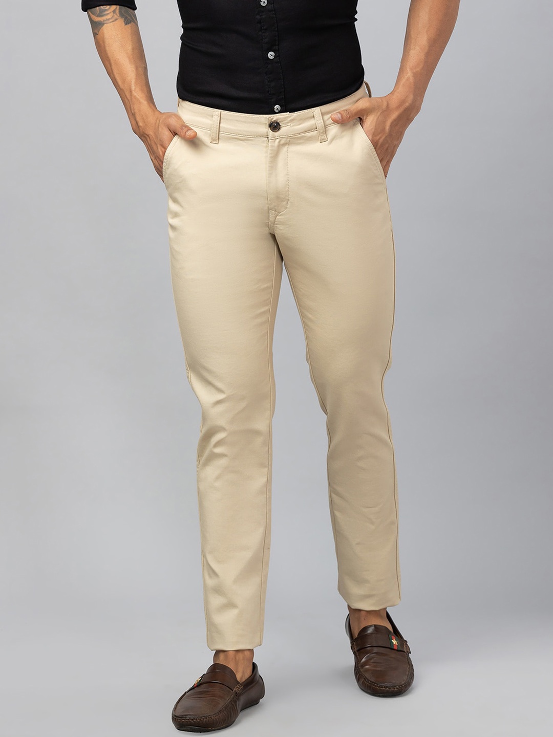 

Globus Men Slim Fit Chinos Trousers, Beige