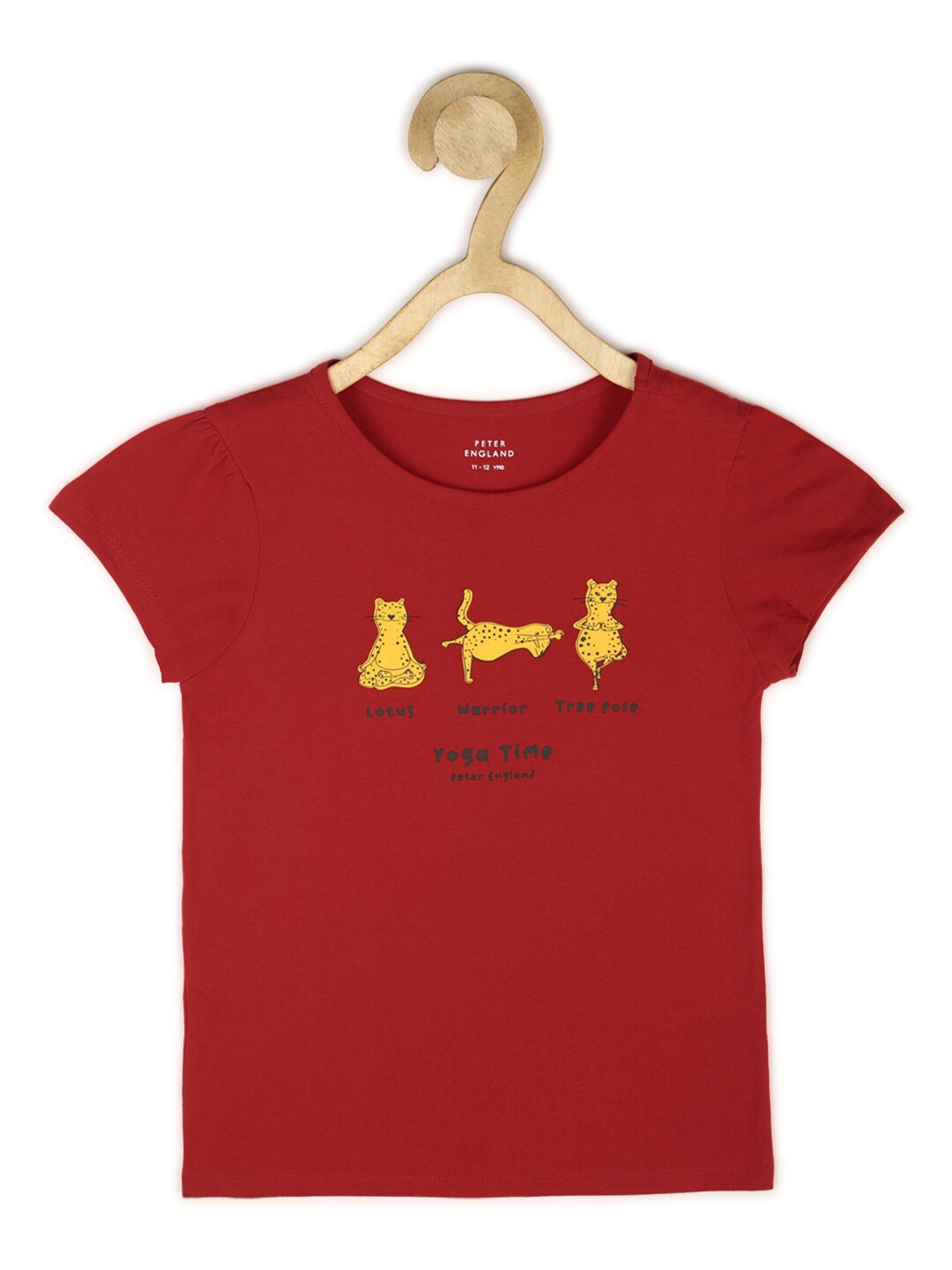 

Peter England Girls Typography Printed Pure Cotton T-shirt, Red