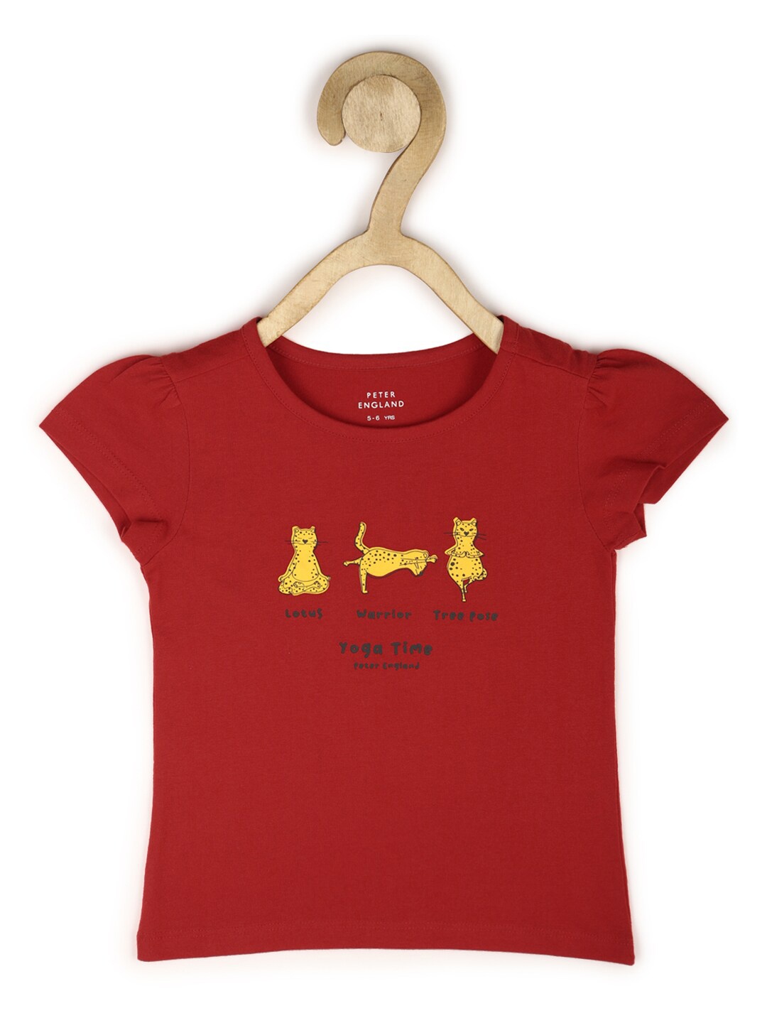 

Peter England Girls Typography Printed Pure Cotton T-shirt, Red