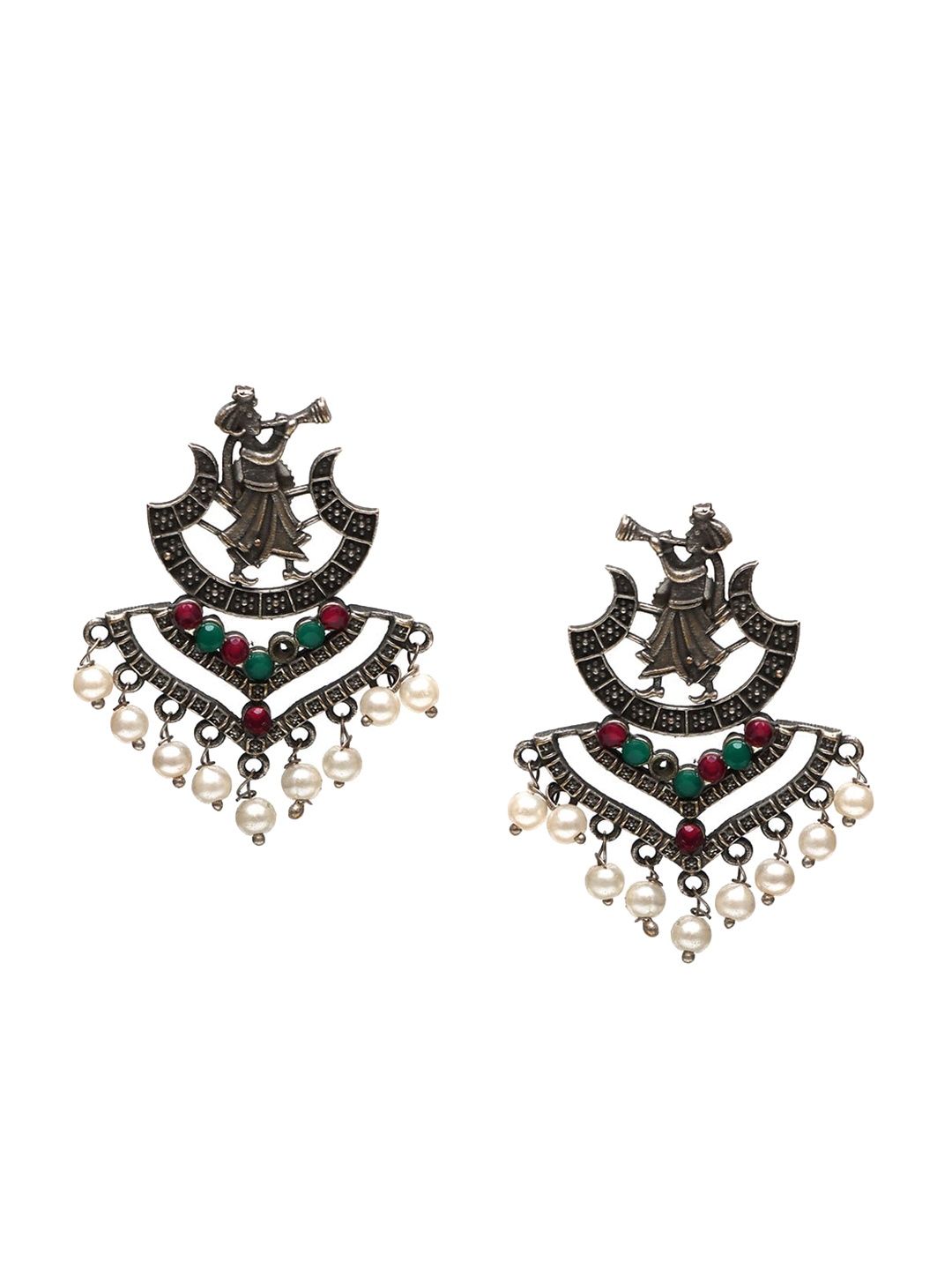 

Ozanoo Women Brass-Plated Classic Drop Earrings, Red