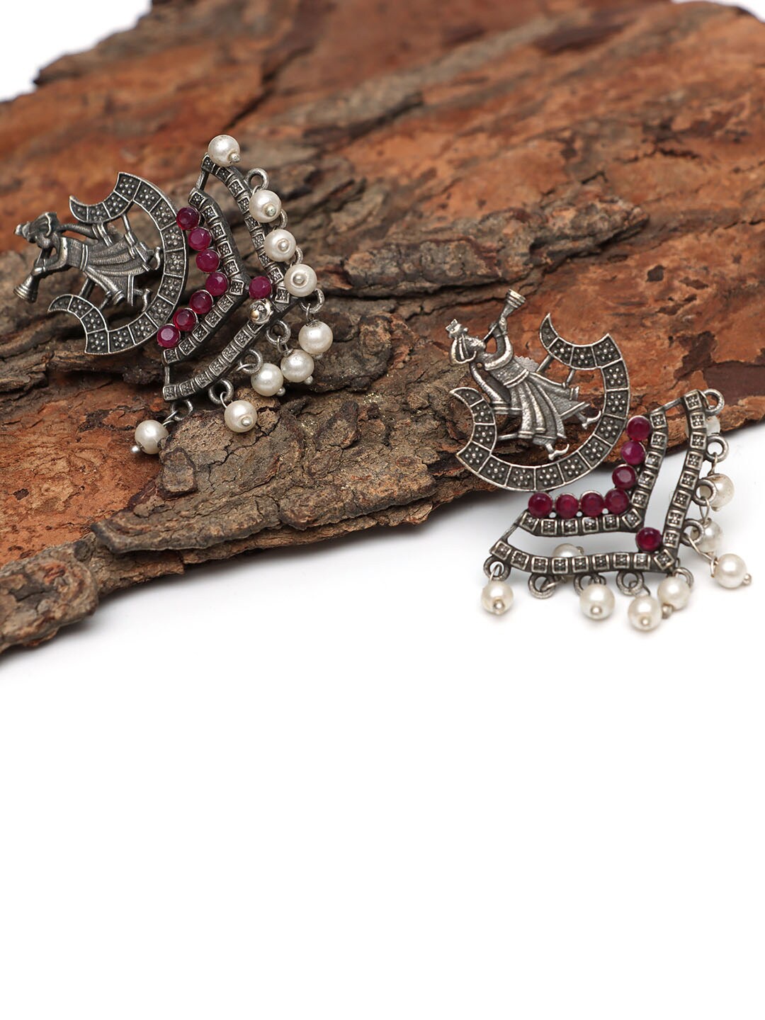 Ozanoo Brass-Plated Faux Ruby Classic Drop Earrings, Maroon
