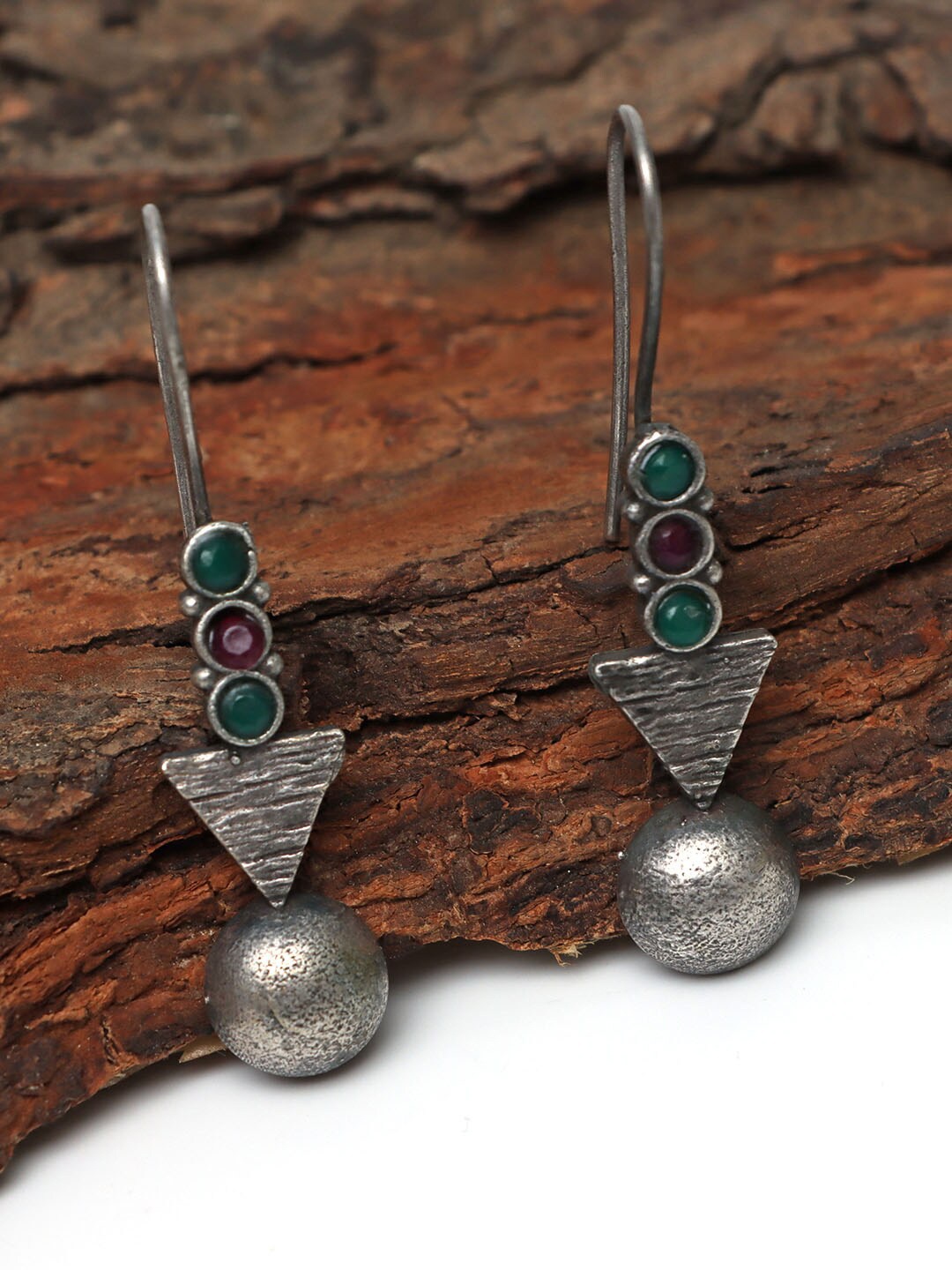 

Ozanoo Brass-Plated Oxidised Classic Drop Earrings, Silver