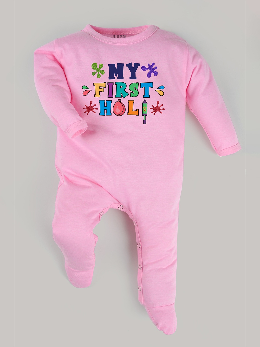 

FFLIRTYGO Infants Kids Printed Cotton Sleepsuit, Pink