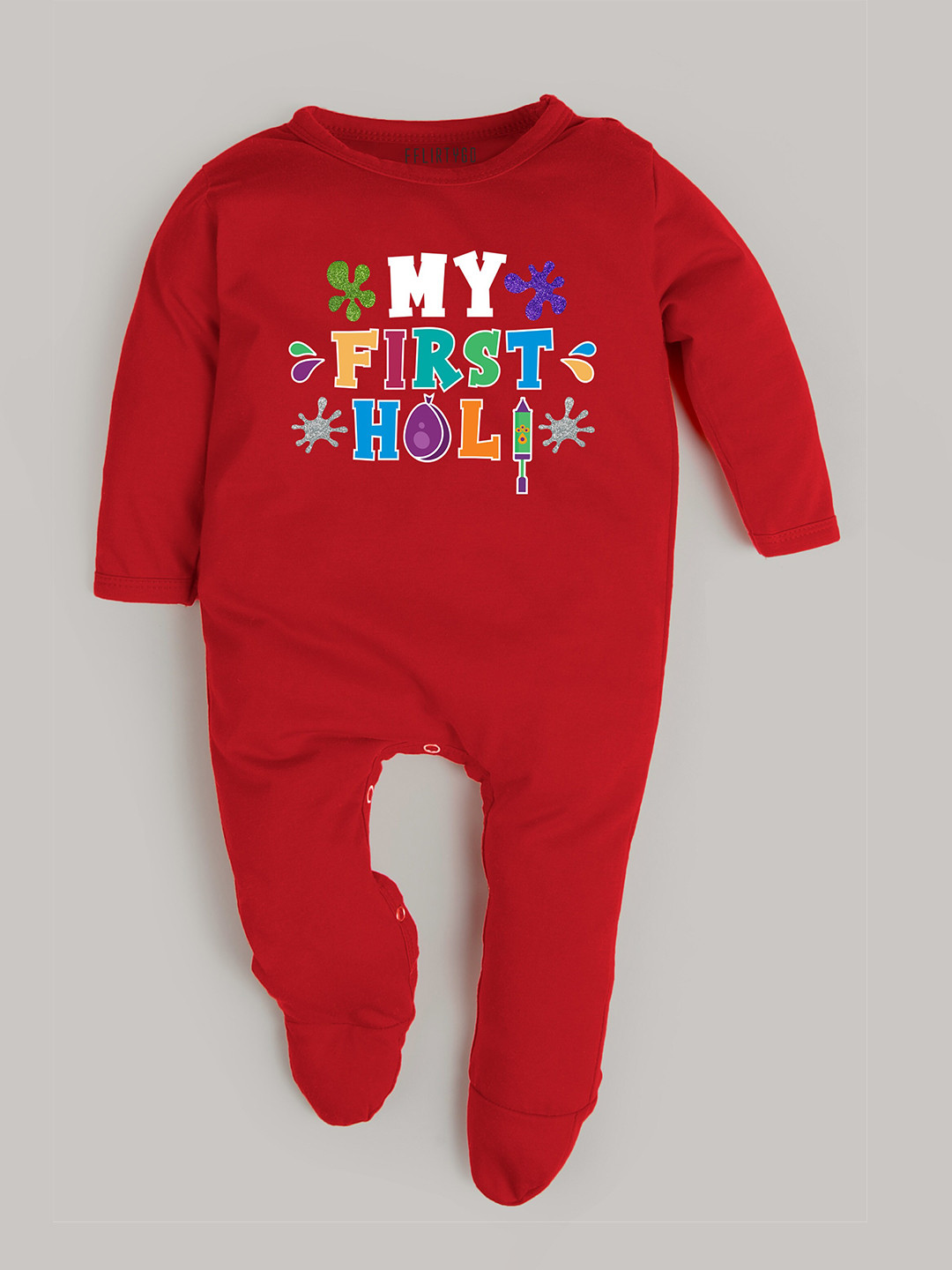 

FFLIRTYGO Infants Kids Printed Cotton Sleepsuit, Red