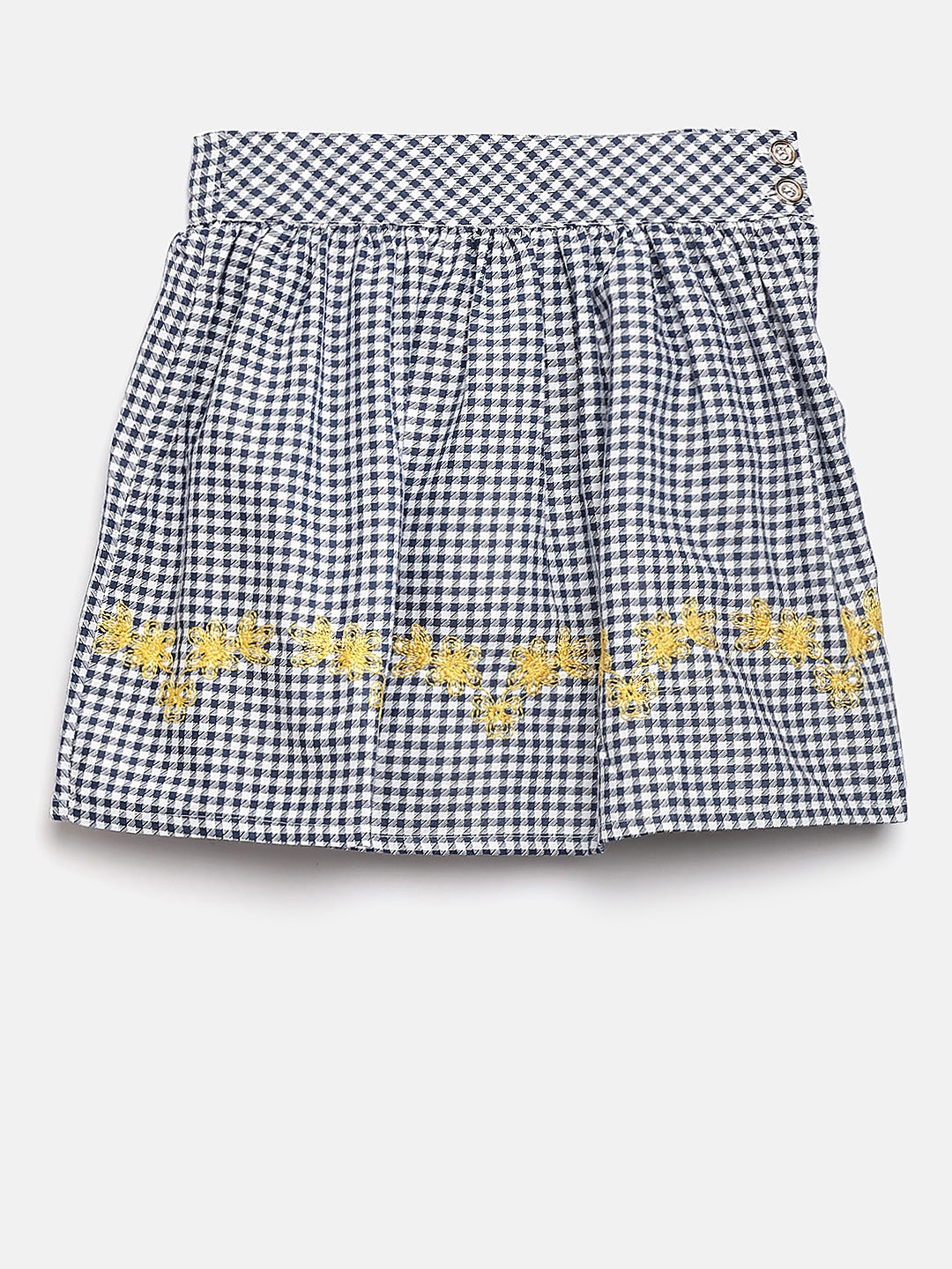 

Peppermint Girls Navy & Off-White Checked Flared Skirt, Navy blue