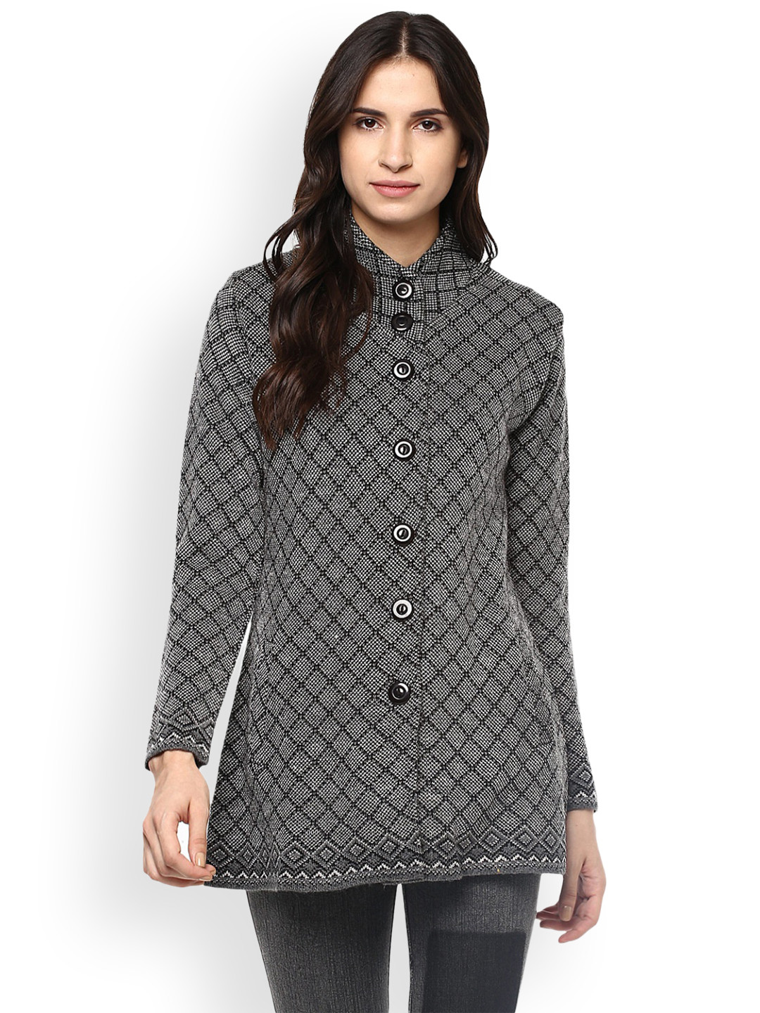 

Cayman Women Grey Patterned Coat