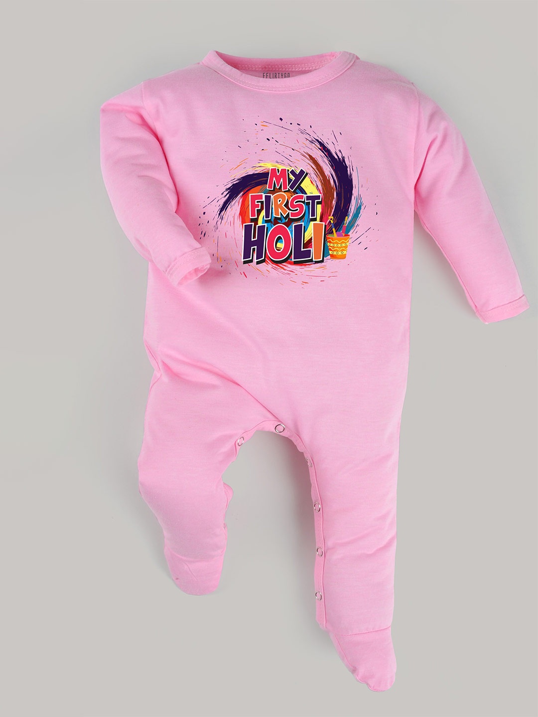 

FFLIRTYGO Infants Kids Printed Cotton Sleepsuit, Pink