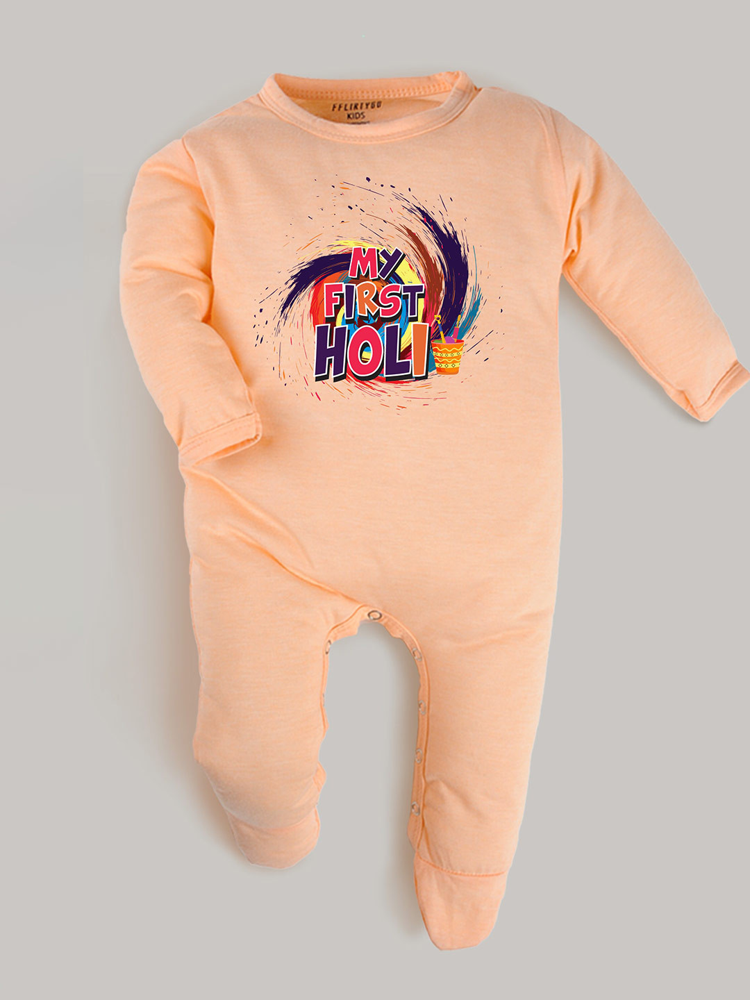 

FFLIRTYGO Infants Kids Printed Cotton Sleepsuit, Peach