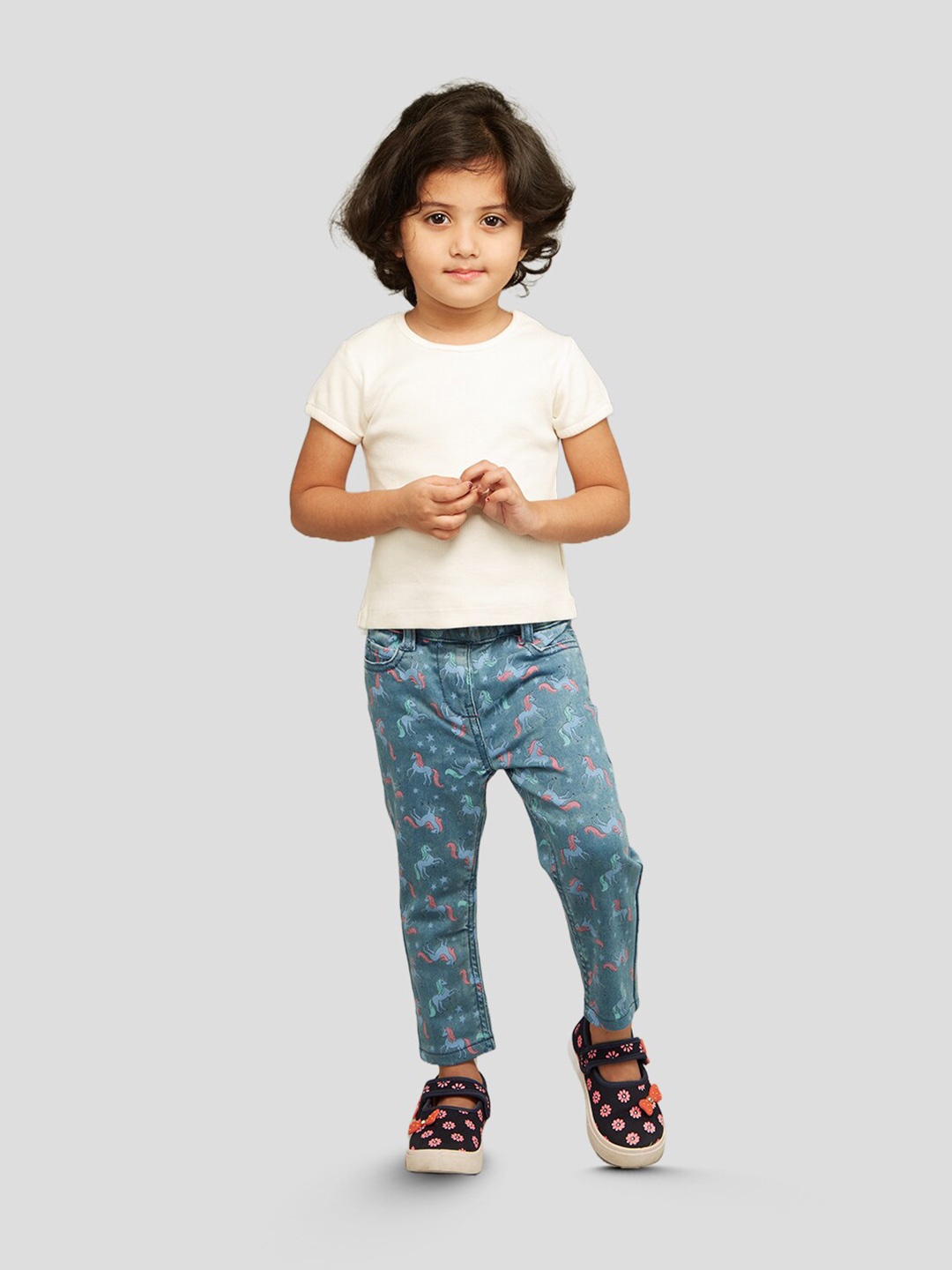

Zalio Infant Girls Pure Cotton T-shirt with Trousers, Off white