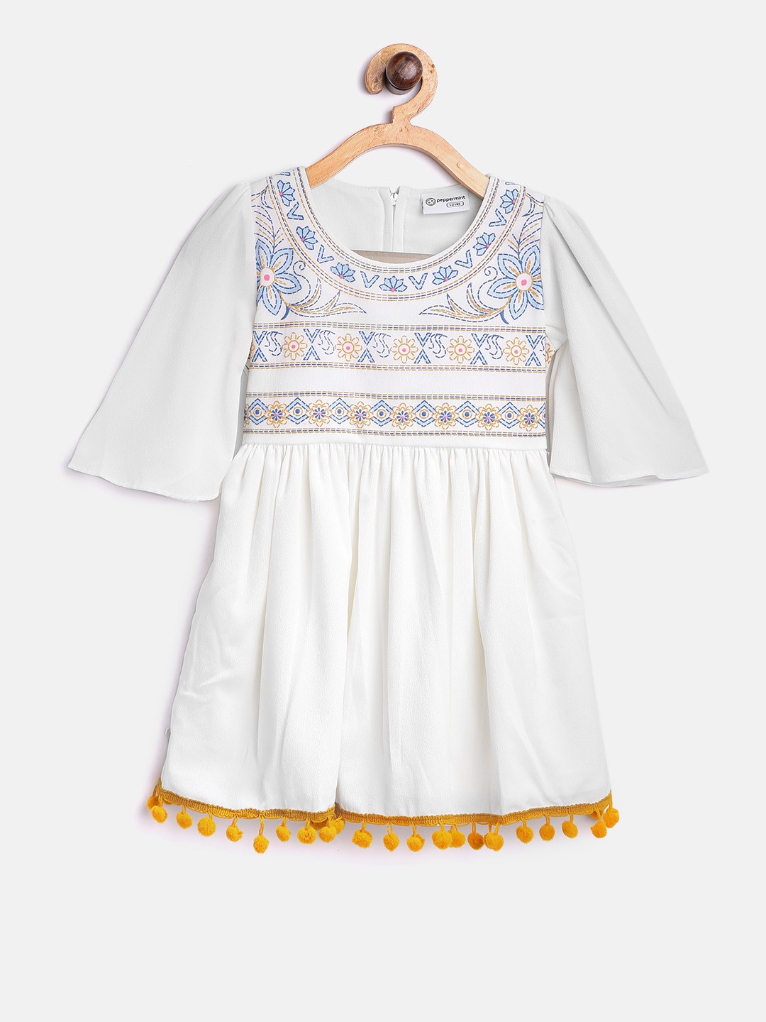 

Peppermint Girls Off-White Printed Fit and Flare Dress