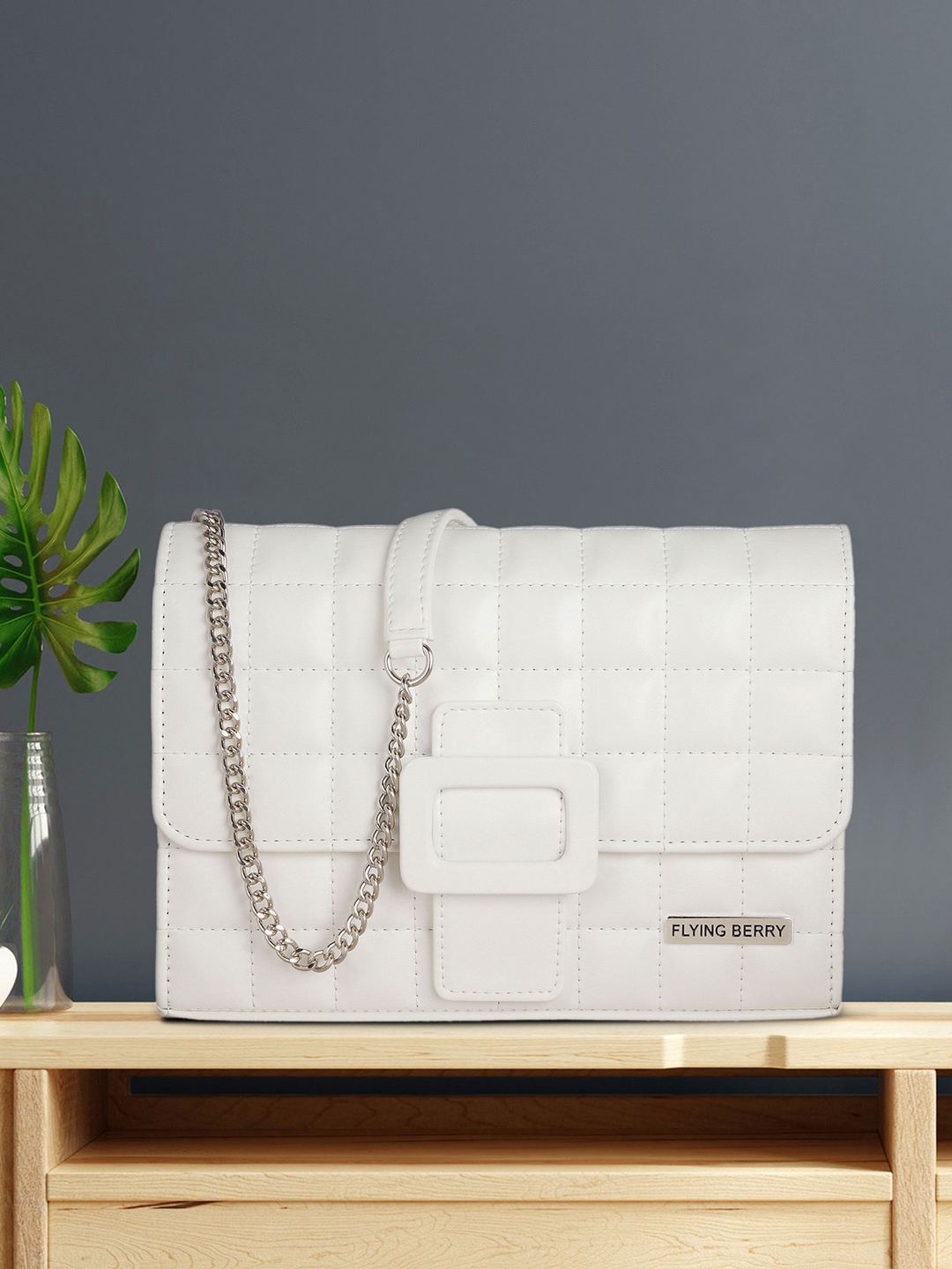

FLYING BERRY Structured Sling Bag with Quilted, White