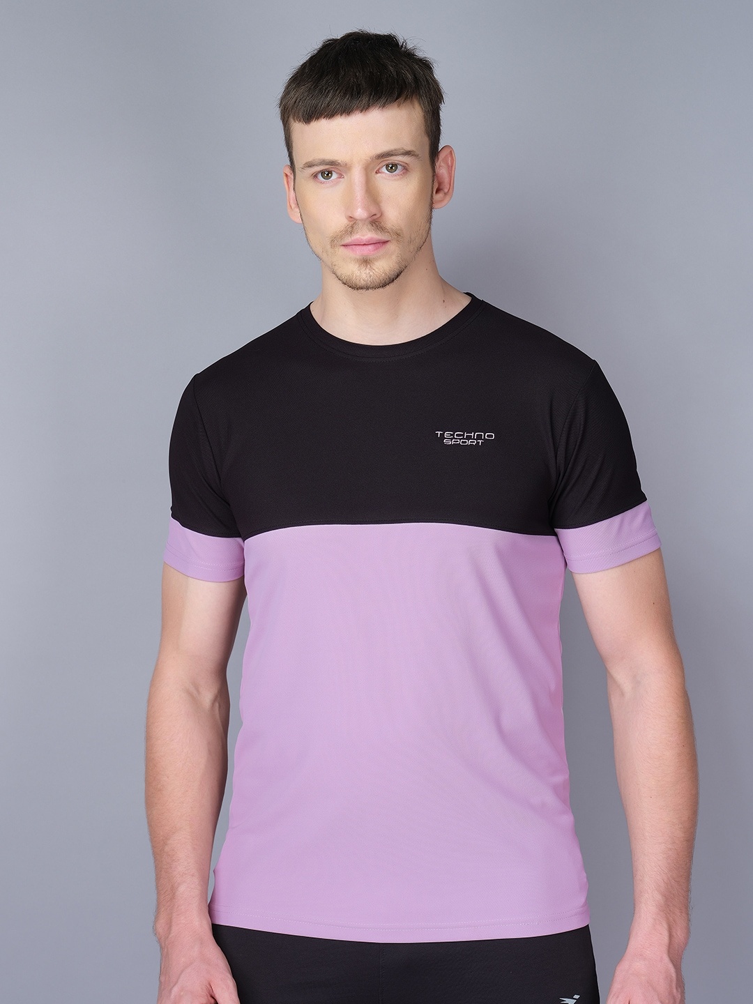 

Technosport Colourblocked Antimicrobial Slim Fit T-shirt, Mauve
