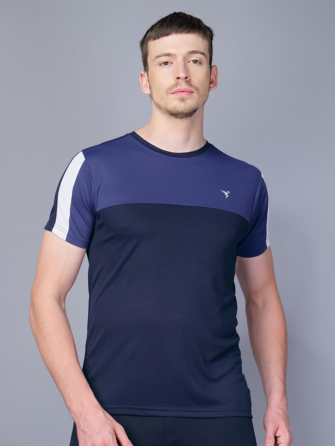 

Technosport Colourblocked Antimicrobial Slim Fit T-shirt, Navy blue