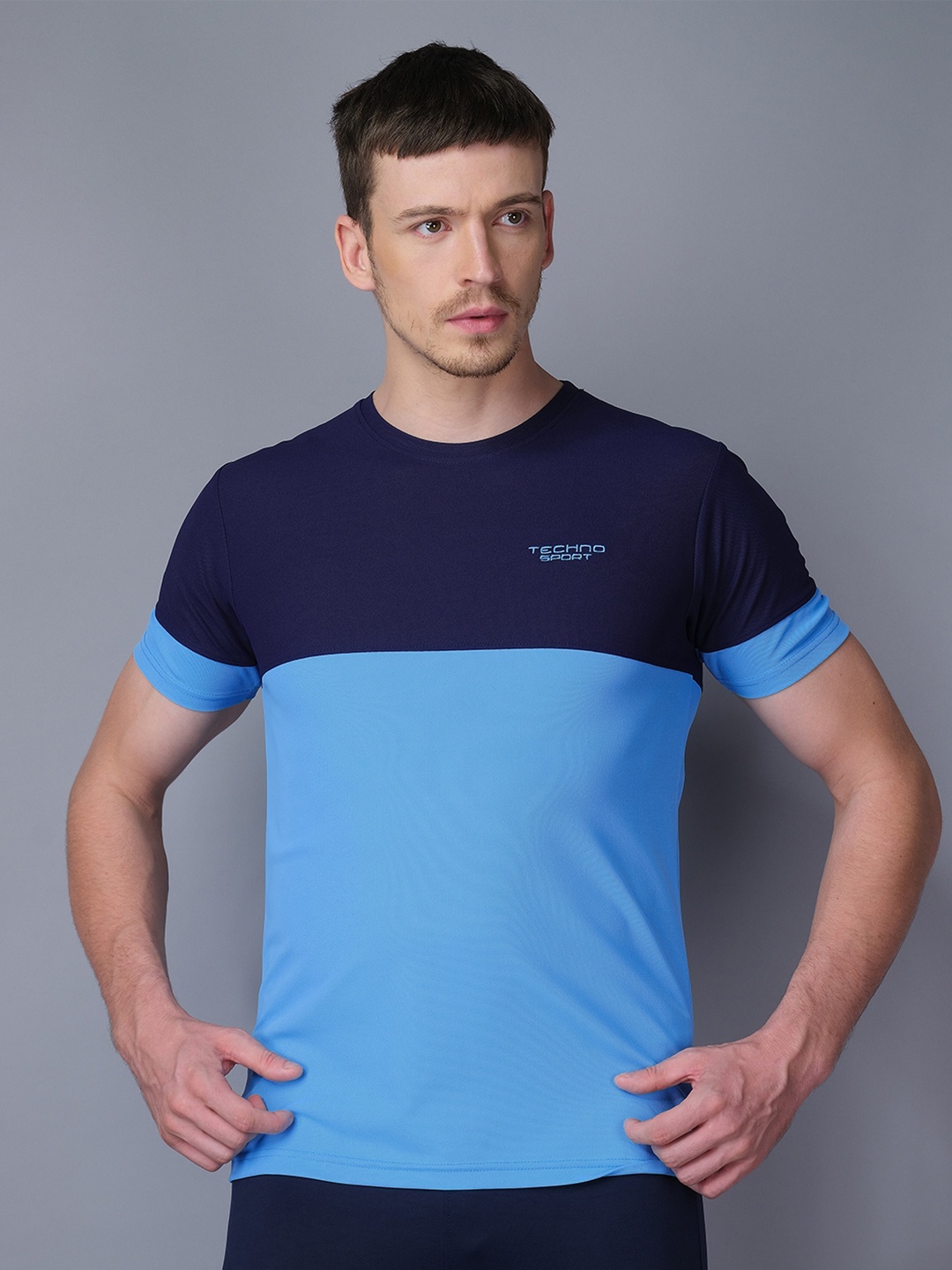 

Technosport Colourblocked Antimicrobial Active T-Shirt, Blue