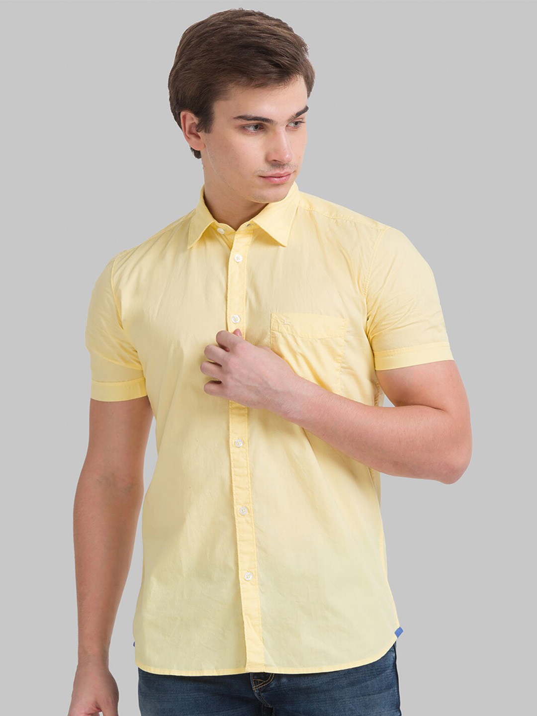 

Parx Men Slim Fit Cotton Casual Shirt, Yellow