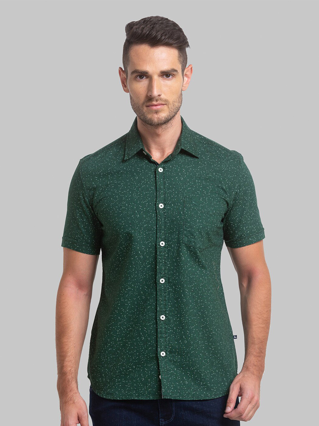 

Parx Men Green Slim Fit Printed Casual Shirt