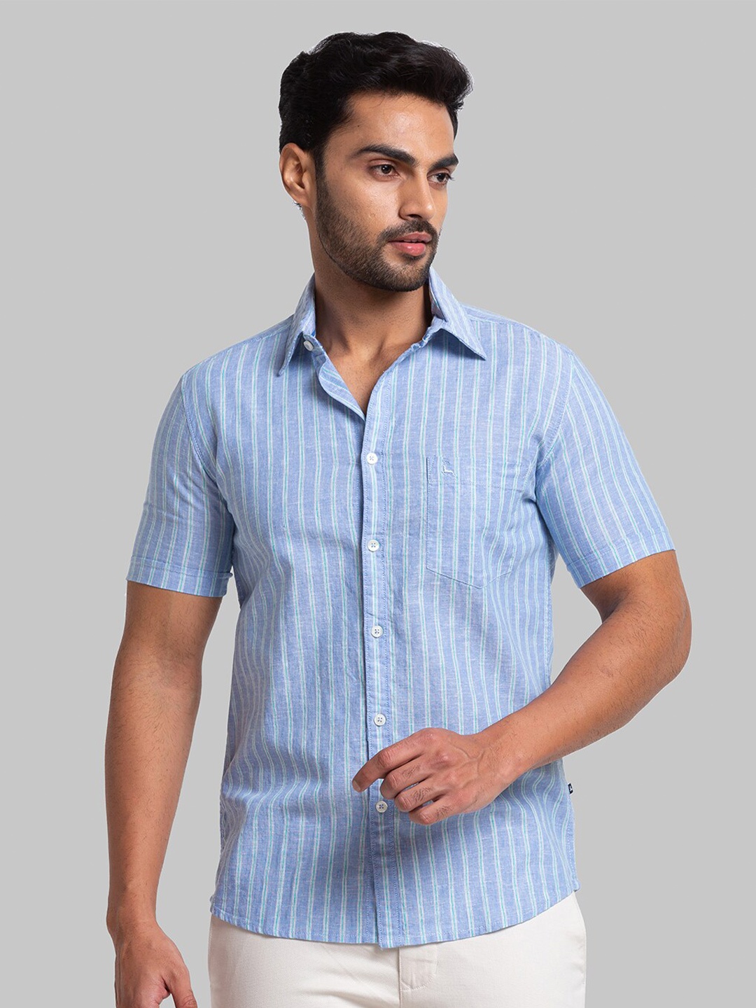 

Parx Men Slim Fit Striped Casual Shirt, Blue