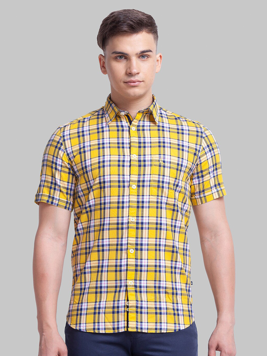 

Parx Men Slim Fit Tartan Checked Casual Shirt, Yellow