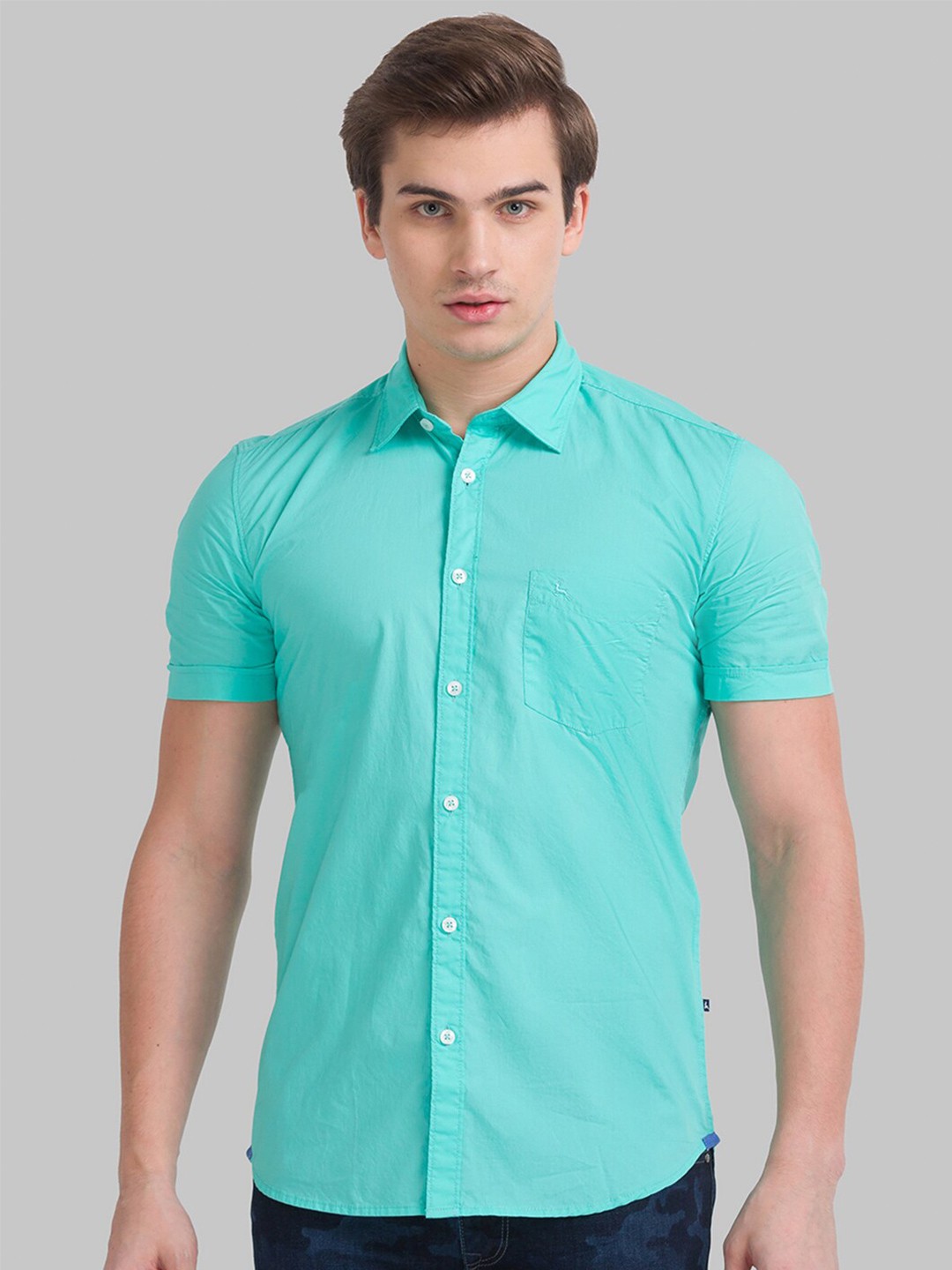 

Parx Men Slim Fit Casual Cotton Shirt, Green