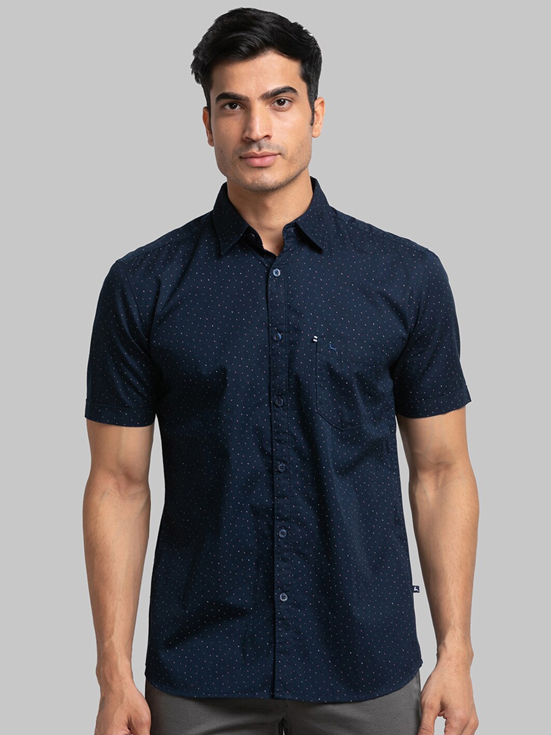 

Parx Men Slim Fit Printed Cotton Shirt, Blue
