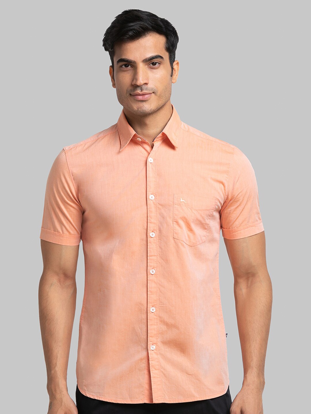 Parx Men Slim Fit Cotton Shirt, Orange