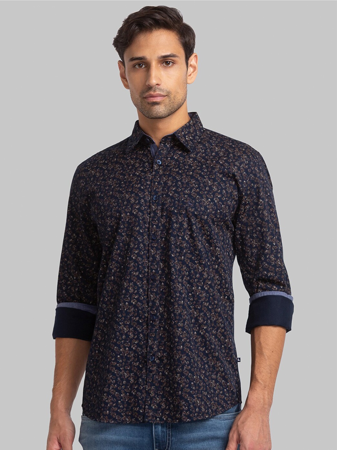 

Parx Men Slim Fit Printed Cotton Shirt, Blue