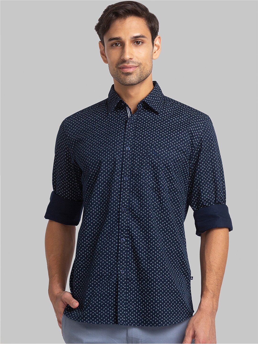 

Parx Men Slim Fit Printed Cotton Shirt, Blue