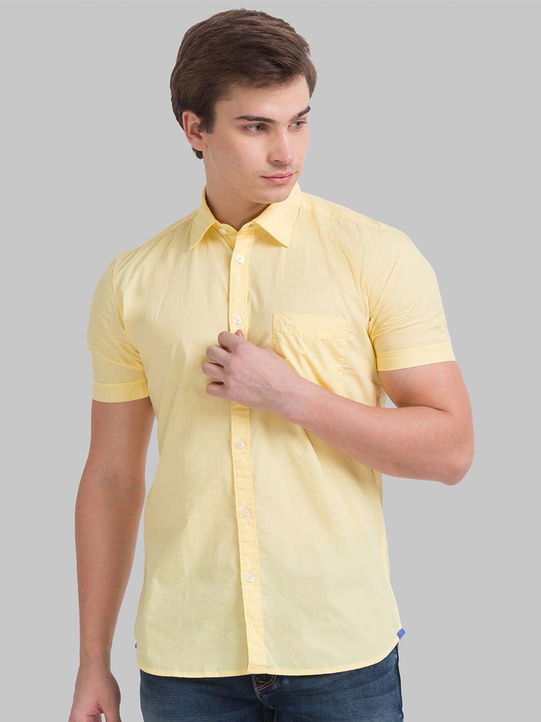 

Parx Men Slim Fit Cotton Casual Shirt, Yellow