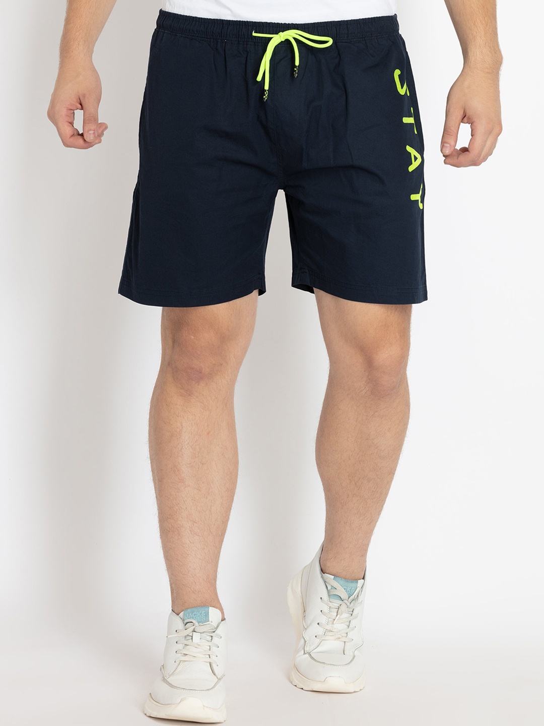 

Status Quo Men Printed Cotton Shorts, Navy blue