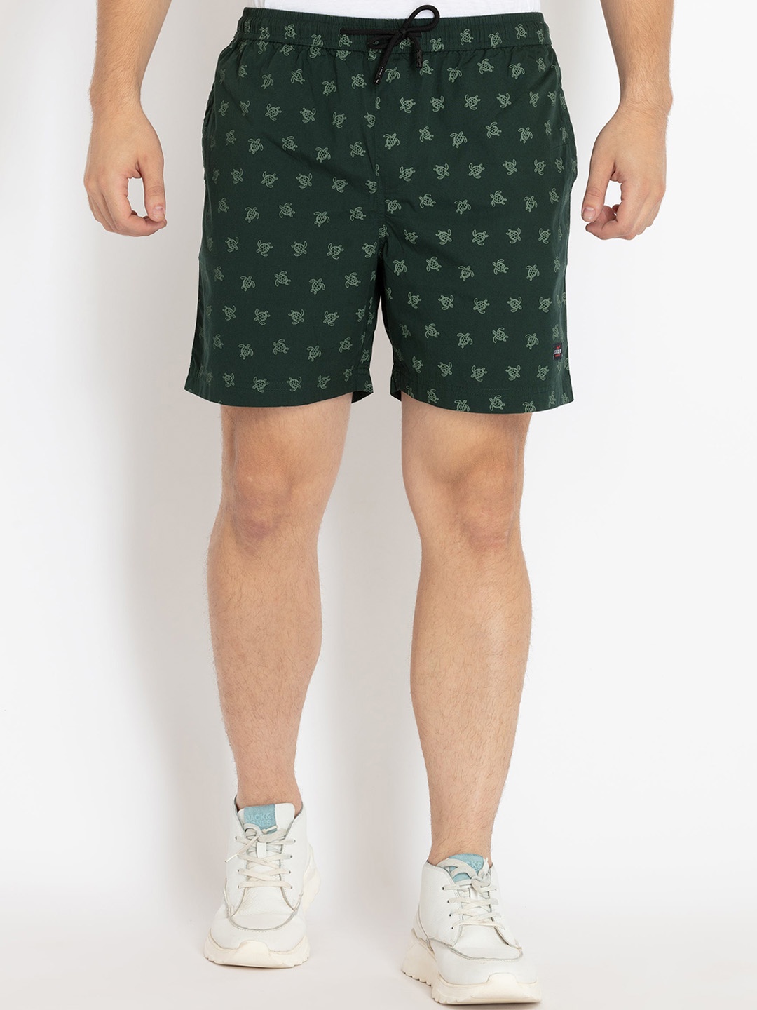 

Status Quo Men Printed Cotton Regular Fit Shorts, Olive