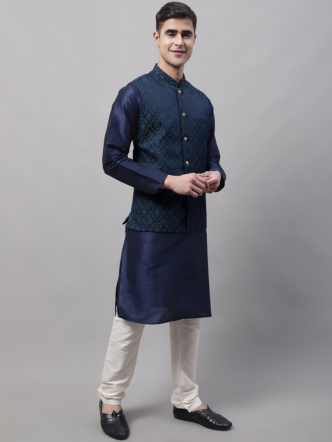 Jompers Men Kurta with Pyjamas, Navy blue