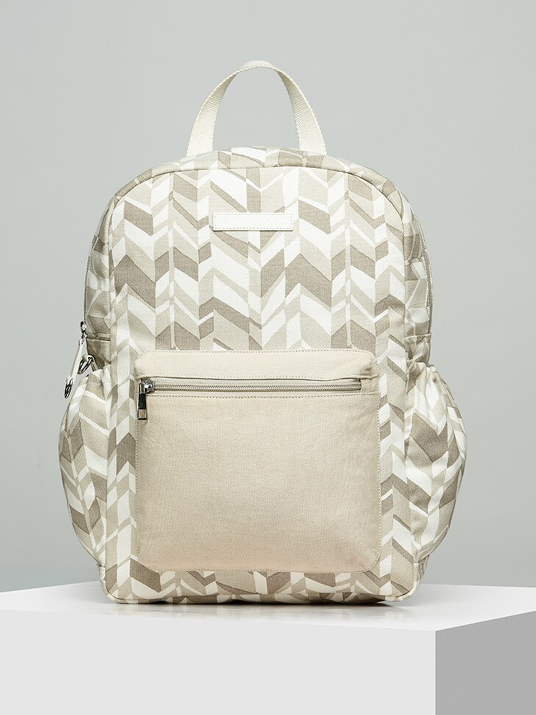 

TIGER MARRON Printed Leather Climacool Backpack, Cream