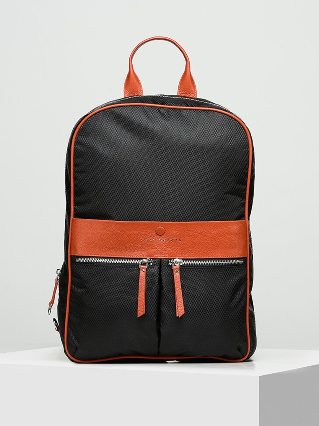 

TIGER MARRON Textured Climacool Leather Backpack, Black