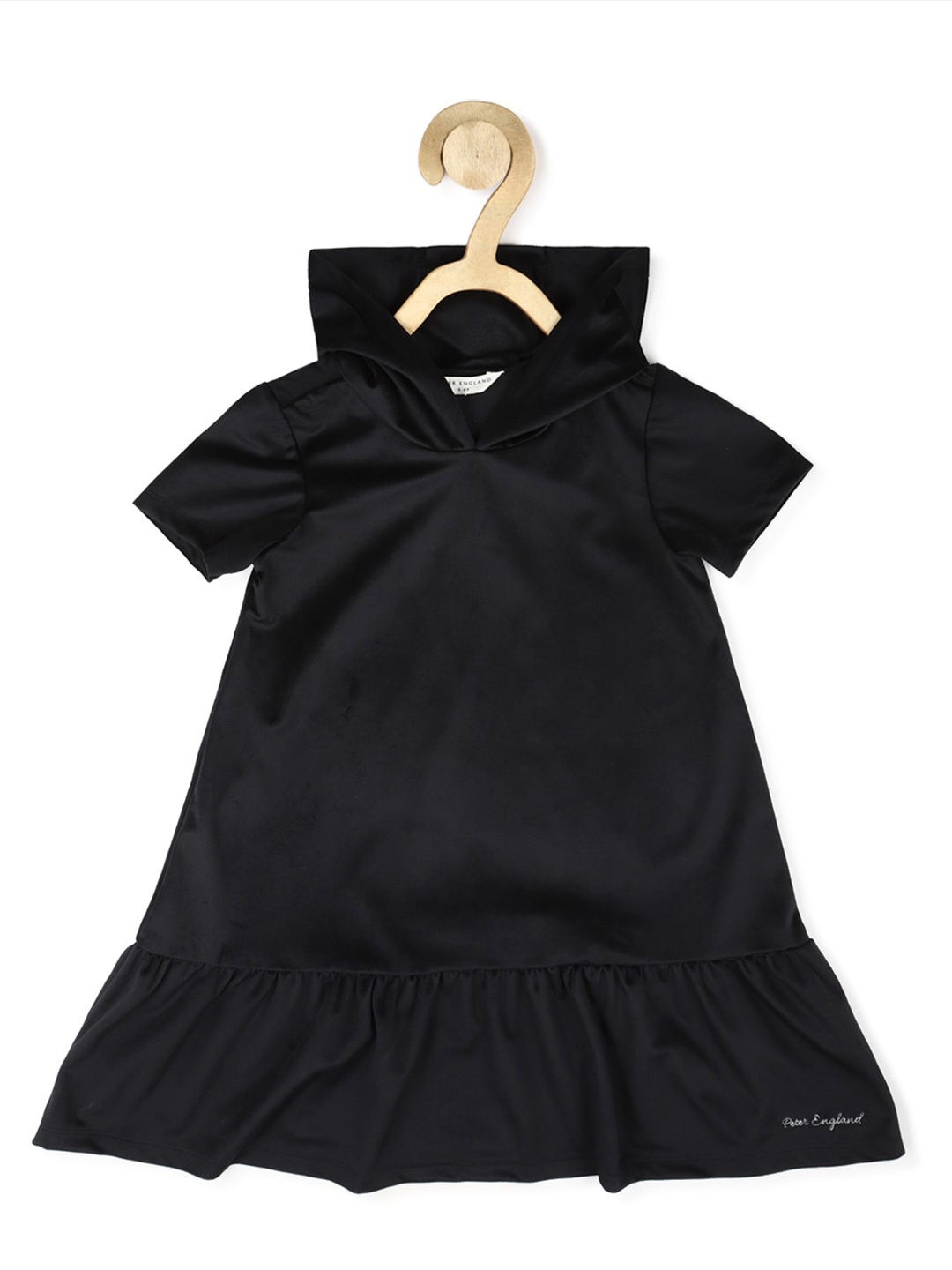 Peter England Girls Hooded A-Line Dress, Black