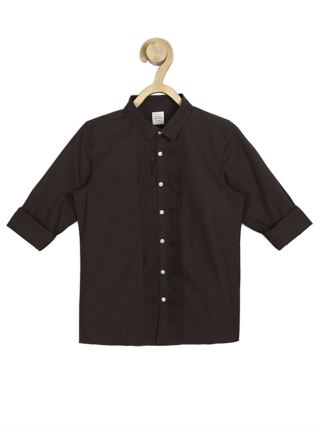 

Peter England Boys Pleated Pure Cotton Slim Fit Casual Shirt, Brown