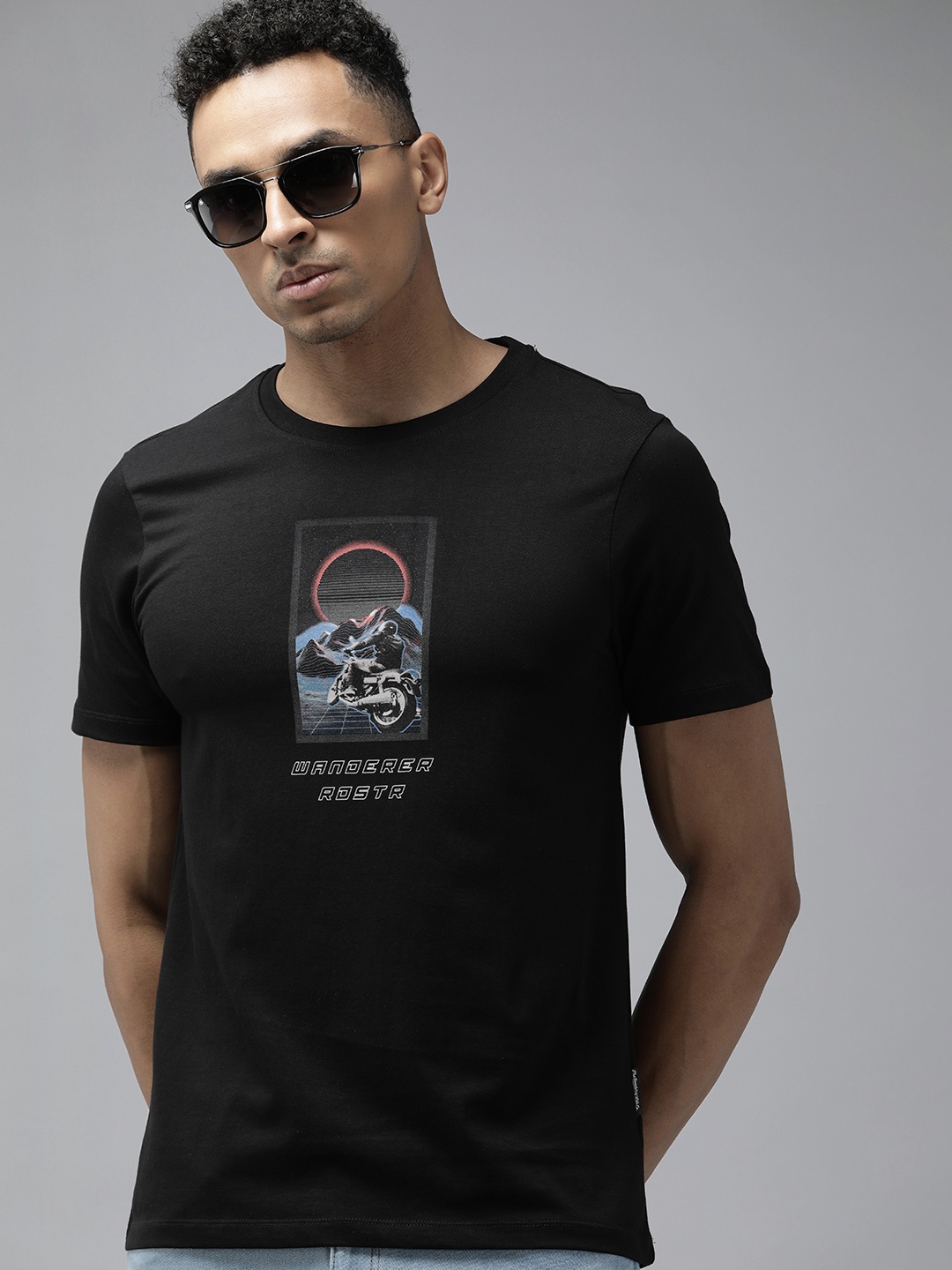 

The Roadster Lifestyle Co. Printed Pure Cotton T-shirt, Black