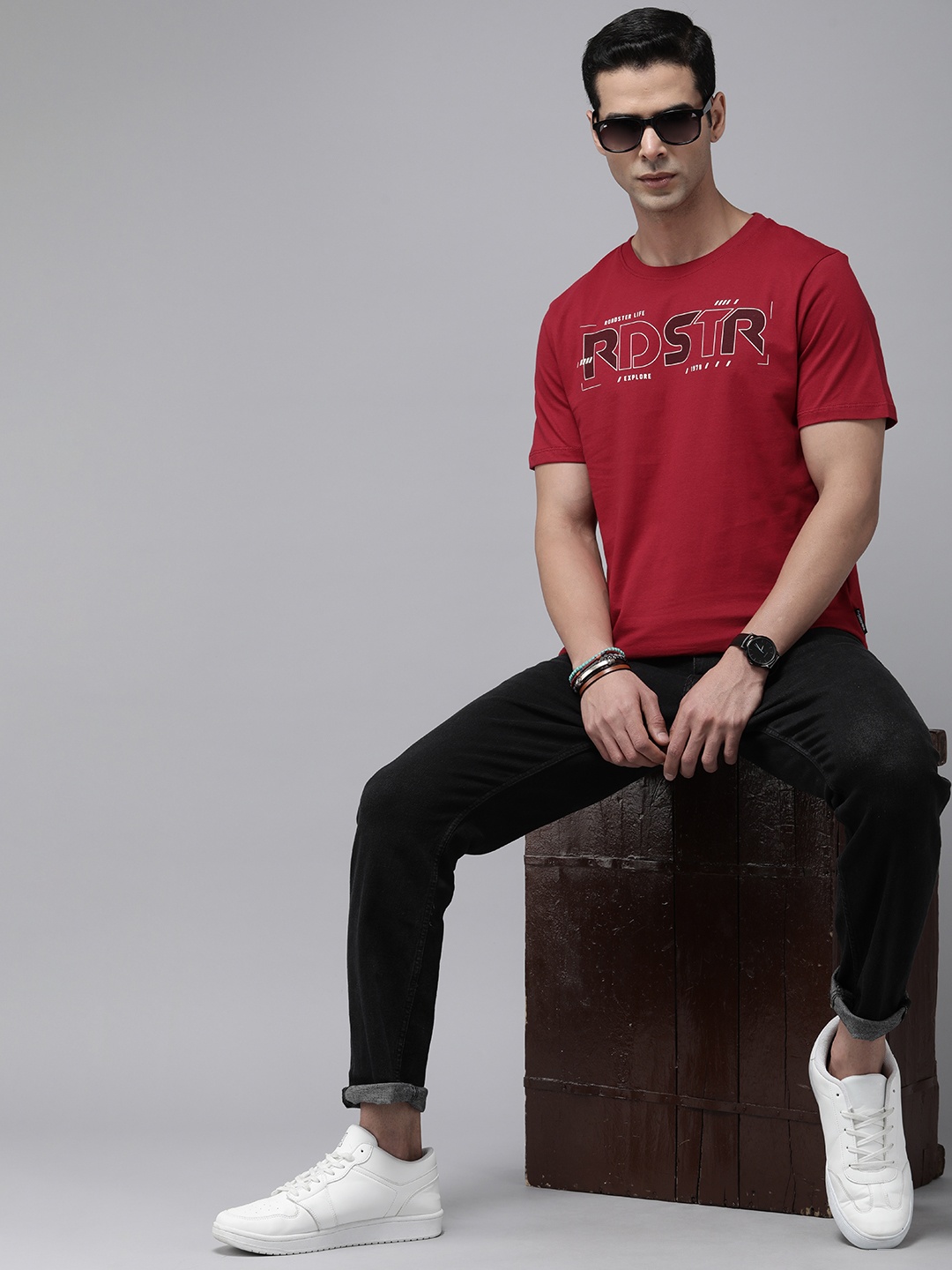 

The Roadster Life Co. Brand Logo Printed Casual T-shirt, Red